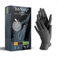 Перчатки нитрил XL BENOVY текстур на пальцах 100шт/уп 3,5гр черные