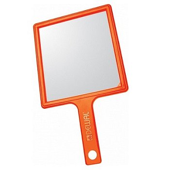 Зеркало заднего вида DEWAL пластик оранжевое с ручкой 21,5x23,5 см